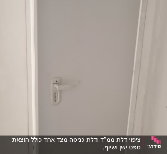 דלת לבנה פתוחה עם ידית פלסטיק